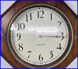 Seth Thomas Electronic Strike Drop Octagon School House Wall Clock Works VTG Seth Thomas Electronic Strike Drop Octagon School House Wall Clock Works VTG