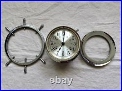 Seth Thomas Helmsman E537-001 Ships Bell Clock, Chrome, As-Is, Broken Mainspring