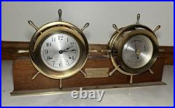 Seth Thomas Helmsman Mounted Ships Clock & Barometer Set Desk Mantel Shelf