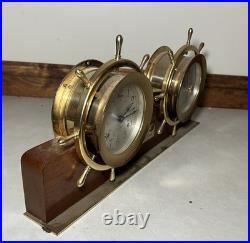 Seth Thomas Helmsman Mounted Ships Clock & Barometer Set Desk Mantel Shelf
