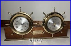 Seth Thomas Helmsman Mounted Ships Clock & Barometer Set Desk Mantel Shelf