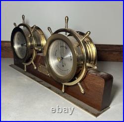 Seth Thomas Helmsman Mounted Ships Clock & Barometer Set Desk Mantel Shelf