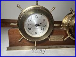 Seth Thomas Helmsman Mounted Ships Clock & Barometer Set Desk Mantel Shelf