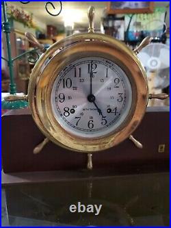 Seth Thomas Helmsman Ship Clock & matching Barometer Mahogany Wood Stand Read