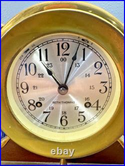 Seth Thomas Helmsman Ship's Clock with Base / Model 1008-001 Hvide Marine