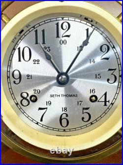 Seth Thomas Helmsman Ship's Clock with Base / Model 1008-001 Hvide Marine
