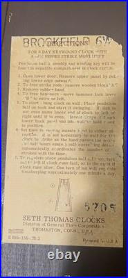 Seth Thomas Keywound Antique Clock, model E899-159 ISS. 3 #6705