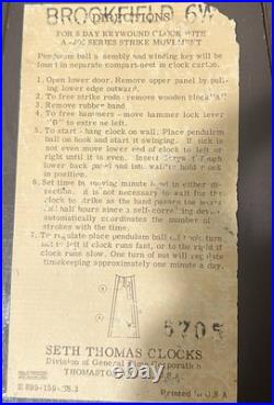 Seth Thomas Keywound Antique Clock, model E899-159 ISS. 3 #6705