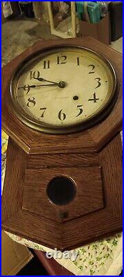 Seth Thomas Mahogany School House Wall Clock