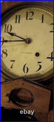 Seth Thomas Mahogany School House Wall Clock