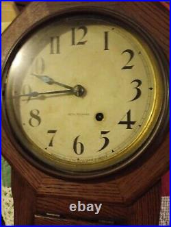 Seth Thomas Mahogany School House Wall Clock