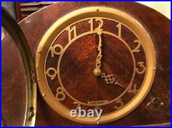 Seth Thomas Mantel Clock Wooden Case Mod Century