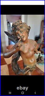 Seth Thomas Mantle Clock Antique Bronze Cast Figural Fairy