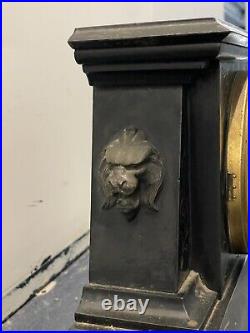 Seth Thomas Mantle Clock With Painted Decoration And Cast Lion Heads