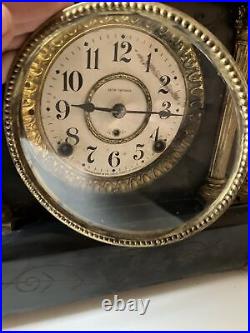 Seth Thomas Mantle clock antique Label 295 G Gold Black