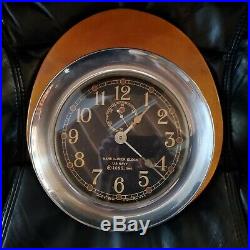 Seth Thomas Mark 1 Deck Clock U. S. Navy Ship Bulkhead 1940 Bronze Running with Key