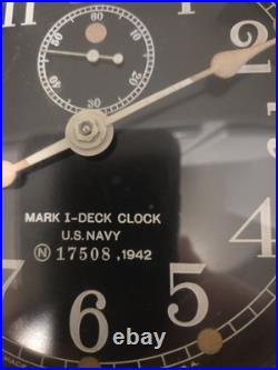 Seth Thomas Mark I Deck Clock 1942 World War II US Navy Bakelite withMounting