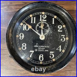 Seth Thomas Mark I Deck Clock Black US Navy Bakelite Exterior U. S. S. Wyoming
