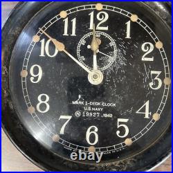 Seth Thomas Mark I Deck Clock Black US Navy Bakelite Exterior U. S. S. Wyoming
