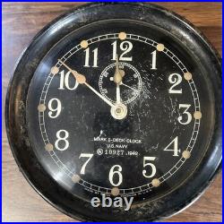 Seth Thomas Mark I Deck Clock Black US Navy Bakelite Exterior U. S. S. Wyoming