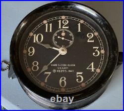 Seth Thomas Navy Ship's Mark I Deck Clock N61275 WWII 1943 Strong Runner