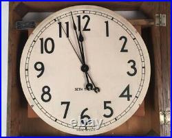 Seth Thomas Oak Electric Wall Case Clock 18by 18 By 5