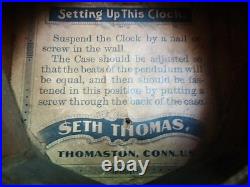Seth Thomas Office No. 3 Wall clock Vintage wooden clock Rare Working