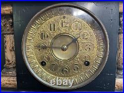 Seth Thomas Ornate Antique Mantle Clock 1880's Adamantine Lion's Heads with Key