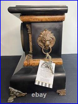 Seth Thomas Ornate Antique Mantle Clock 1880's Adamantine Lion's Heads with Key