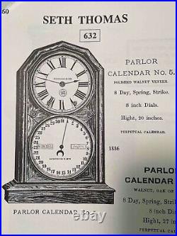 Seth Thomas Parlor No. 5 Double Dial Calendar Mantel Shelf Clock