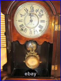 Seth Thomas Pittsburgh VP Mantel Clock City Series w Key Walnut pat July 30 1878