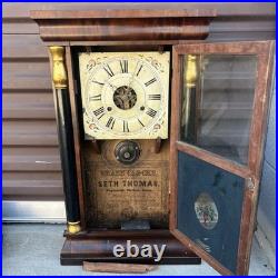 Seth Thomas Plymouth Hollow Brass Mantel Clock Pre-1865 Antique Running AS-IS