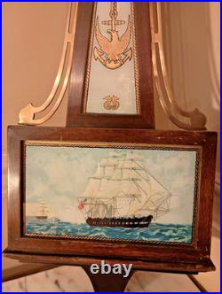 Seth Thomas Reverse Painted Banjo Wall Clock Nautical Clipper Ship Working Read