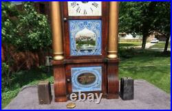 Seth Thomas Roweswood Empire 8 Day Weight Shelf Mantle Clock Painted Glass Dial
