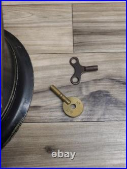 Seth Thomas Ship Clock Working Rare Black Screw On Face With Key 7.5 ×7.5