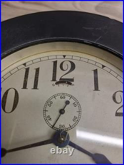 Seth Thomas Ship Clock Working Rare Black Screw On Face With Key 7.5 ×7.5