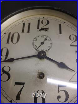 Seth Thomas Ship Clock Working Rare Black Screw On Face With Key 7.5 ×7.5