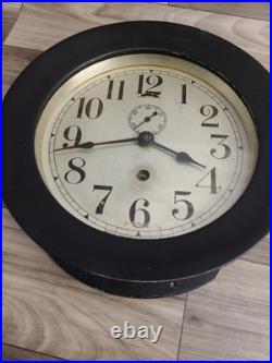 Seth Thomas Ship Clock Working Rare Black Screw On Face With Key 7.5 ×7.5