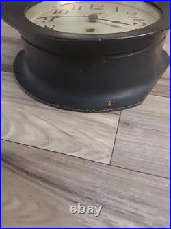 Seth Thomas Ship Clock Working Rare Black Screw On Face With Key 7.5 ×7.5