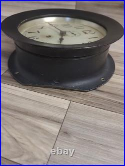 Seth Thomas Ship Clock Working Rare Black Screw On Face With Key 7.5 ×7.5
