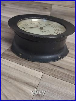 Seth Thomas Ship Clock Working Rare Black Screw On Face With Key 7.5 ×7.5