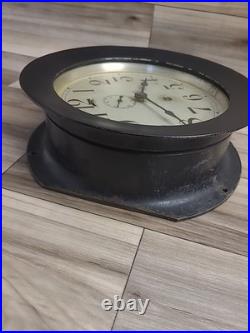 Seth Thomas Ship Clock Working Rare Black Screw On Face With Key 7.5 ×7.5