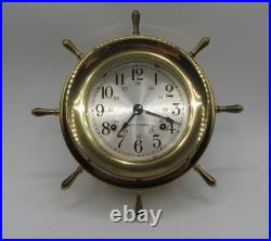Seth Thomas Ship Wheel Clock Helsman-w Model 537-001 Cat. 1008 Brass Nautical Seth Thomas Ship Wheel Clock Helsman-w Model 537-001 Cat. 1008 Brass Nautical