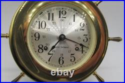Seth Thomas Ship Wheel Clock Helsman-w Model 537-001 Cat. 1008 Brass Nautical Seth Thomas Ship Wheel Clock Helsman-w Model 537-001 Cat. 1008 Brass Nautical