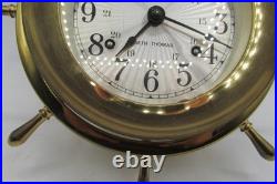 Seth Thomas Ship Wheel Clock Helsman-w Model 537-001 Cat. 1008 Brass Nautical Seth Thomas Ship Wheel Clock Helsman-w Model 537-001 Cat. 1008 Brass Nautical