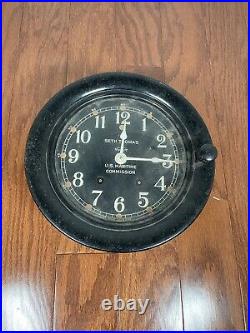 Seth Thomas Ship's Bell Clock US Maritime Commission WWII