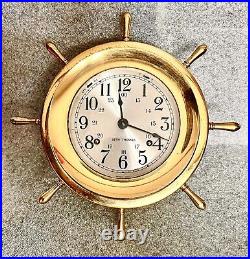 Seth Thomas Ship's Clock. Helmsman-WithKEY All Spokes Brass. Great Shape