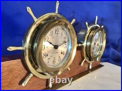 Seth Thomas Ship's Wheel, Bell Strikes Brass, Clock & Barometer, Seven Jewels Seth Thomas Ship's Wheel, Bell Strikes Brass, Clock & Barometer, Seven Jewels