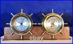 Seth Thomas Ship's Wheel, Bell Strikes Brass, Clock & Barometer, Seven Jewels Seth Thomas Ship's Wheel, Bell Strikes Brass, Clock & Barometer, Seven Jewels