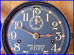 Seth Thomas Ships Clock Marine Maritime Marine / Black Bakelite / R-20704 WORKS